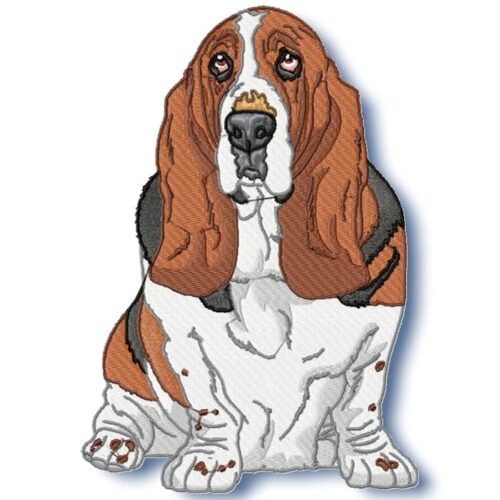 Realistic Basset Hound Machine Embroidery