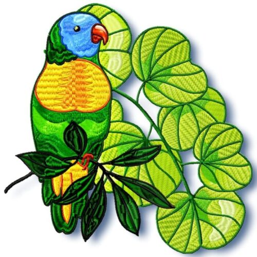 Beautiful Parrots machine embroidery
