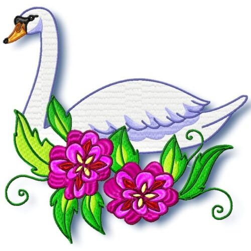 Swan With Flowers