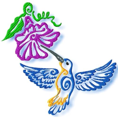 Hummingbird and Flowers