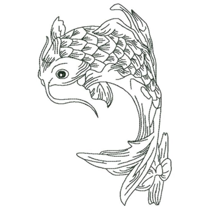 Koi Line Work Machine Embroidery - Pam's Embroidery Designs